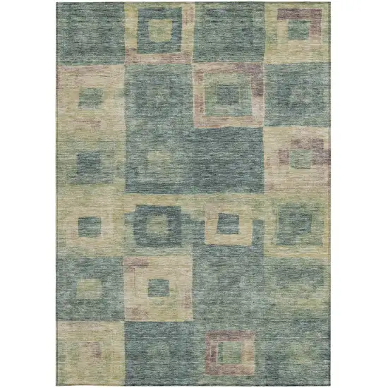 Sage And Gray Geometric Washable Indoor Outdoor Area Rug Photo 6