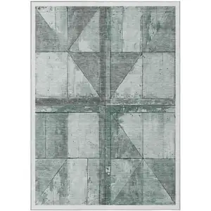 Photo of Sage And Gray Geometric Washable Indoor Outdoor Area Rug