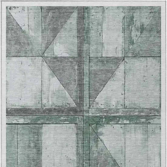 Sage And Gray Geometric Washable Indoor Outdoor Area Rug Photo 3