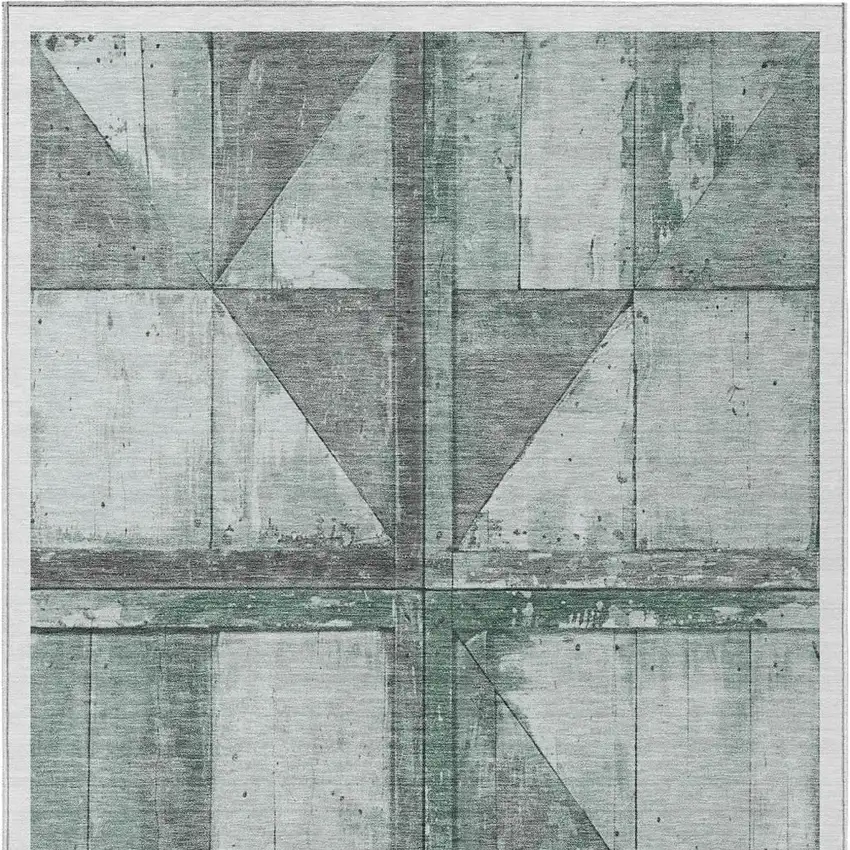 Sage And Gray Geometric Washable Indoor Outdoor Area Rug Photo 3