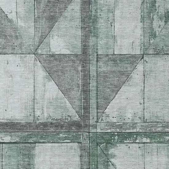 Sage And Gray Geometric Washable Indoor Outdoor Area Rug Photo 3