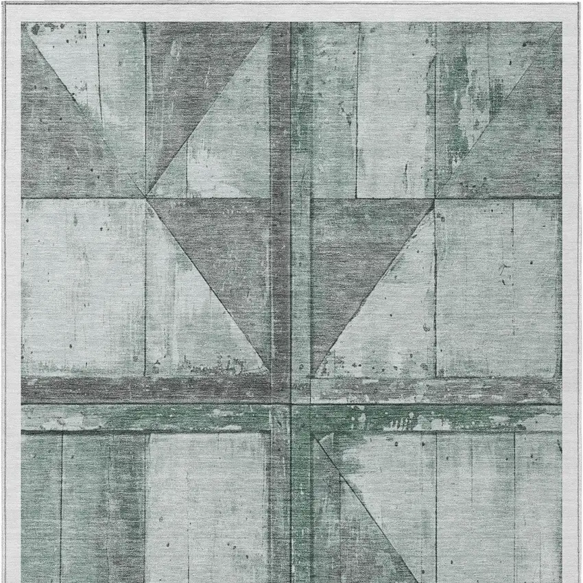 Sage And Gray Geometric Washable Indoor Outdoor Area Rug Photo 9