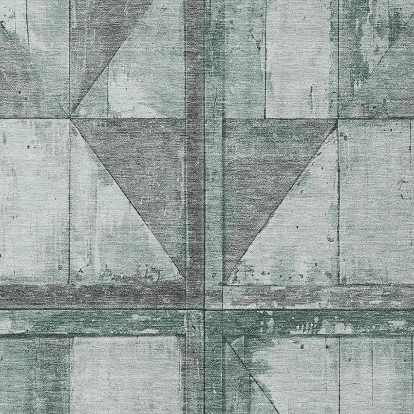 Sage And Gray Geometric Washable Indoor Outdoor Area Rug Photo 3