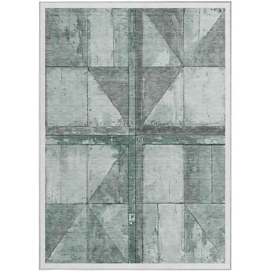Sage And Gray Geometric Washable Indoor Outdoor Area Rug Photo 8