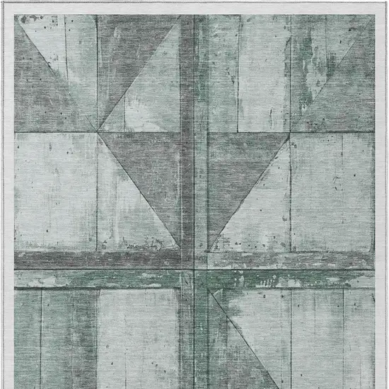Sage And Gray Geometric Washable Indoor Outdoor Area Rug Photo 9