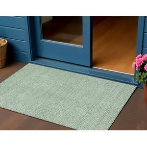 Photo of Sage And Gray Geometric Washable Indoor Outdoor Area Rug