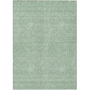 Photo of Sage And Gray Geometric Washable Indoor Outdoor Area Rug