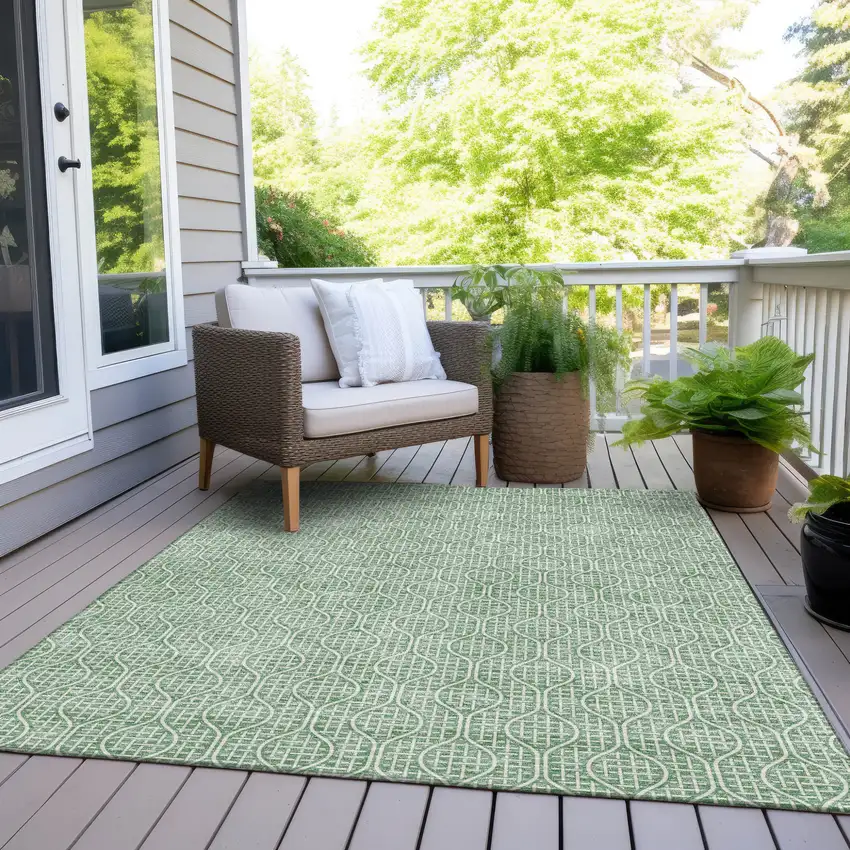 Sage And Gray Geometric Washable Indoor Outdoor Area Rug Photo 7