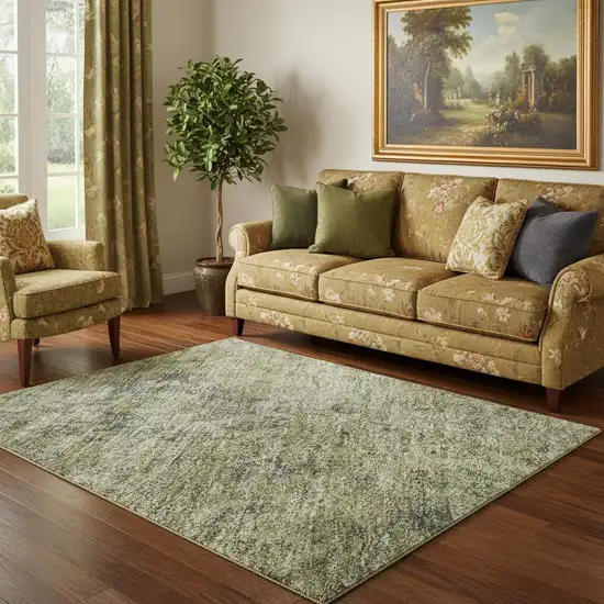 Sage And Gray Oriental Washable Area Rug With UV Protection Photo 2
