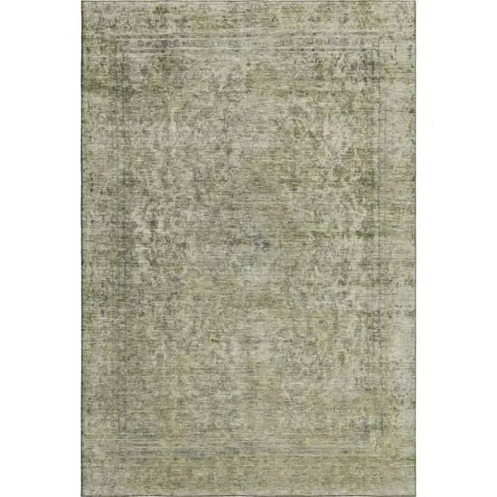 Sage And Gray Oriental Washable Area Rug With UV Protection Photo 5