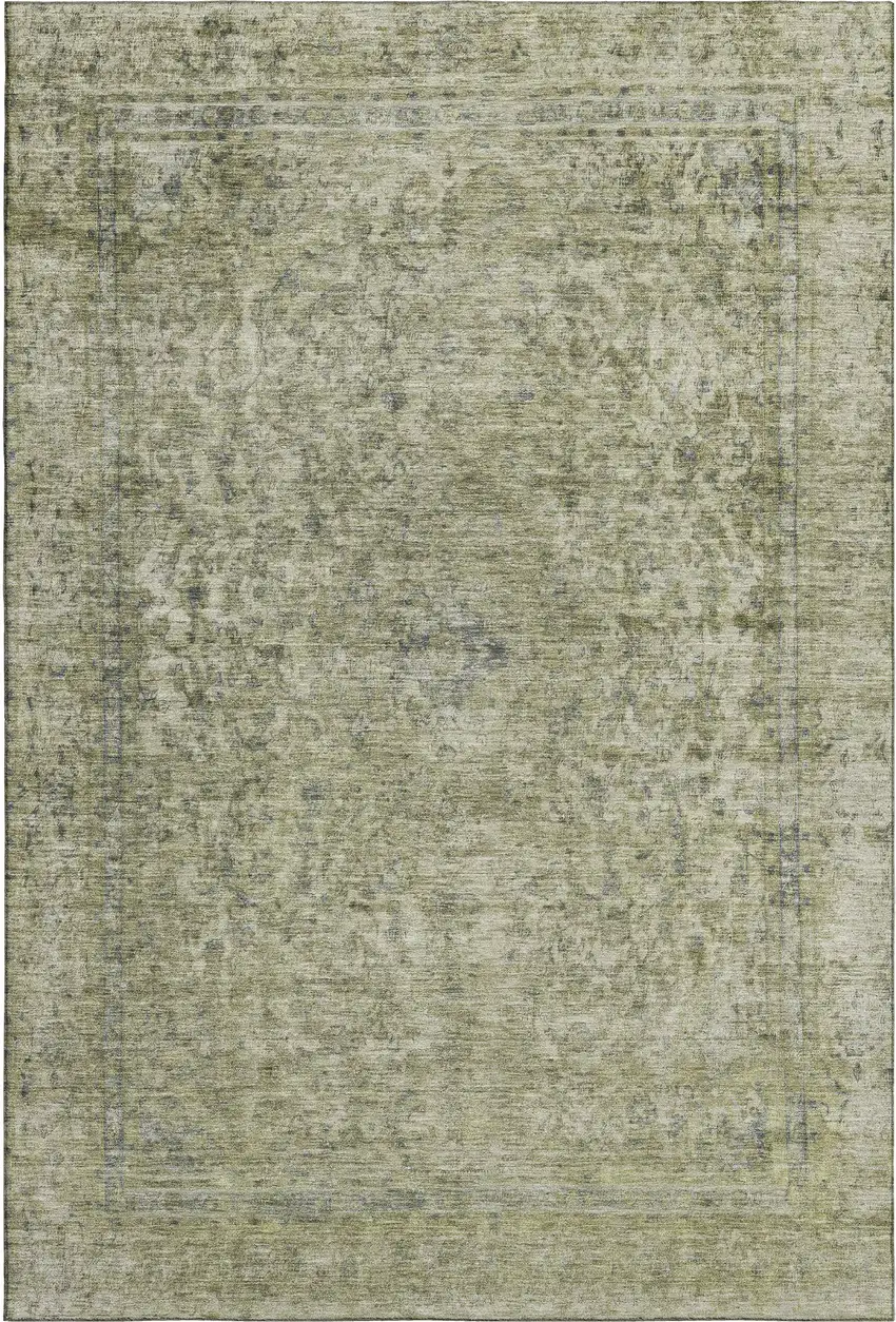 Sage And Gray Oriental Washable Area Rug With UV Protection Photo 5