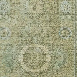 Photo of Sage And Gray Oriental Washable Area Rug With UV Protection