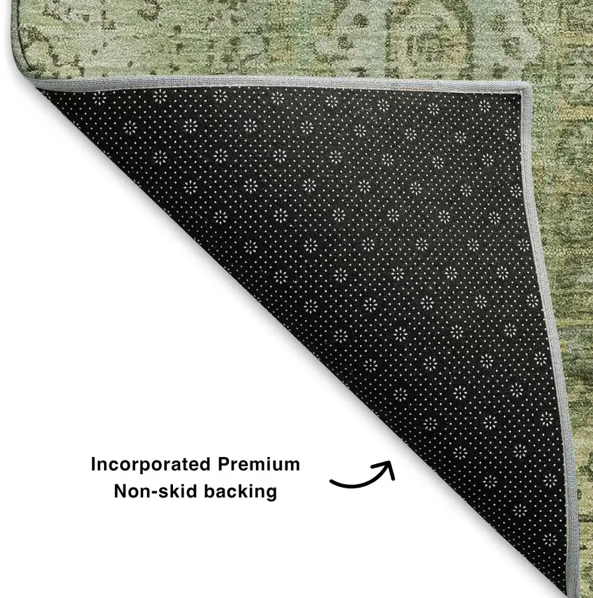 Sage And Gray Oriental Washable Area Rug With UV Protection Photo 6