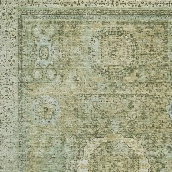 Sage And Gray Oriental Washable Area Rug With UV Protection Photo 2