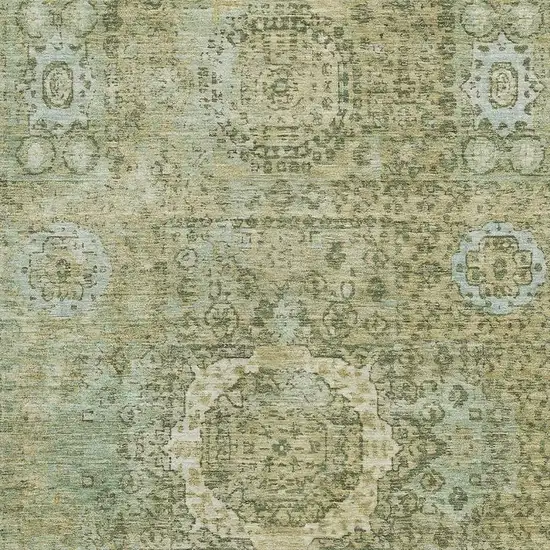 Sage And Gray Oriental Washable Area Rug With UV Protection Photo 2