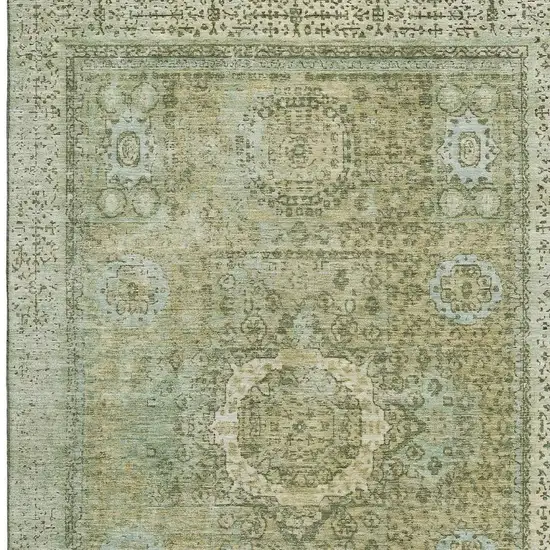 Sage And Gray Oriental Washable Area Rug With UV Protection Photo 3