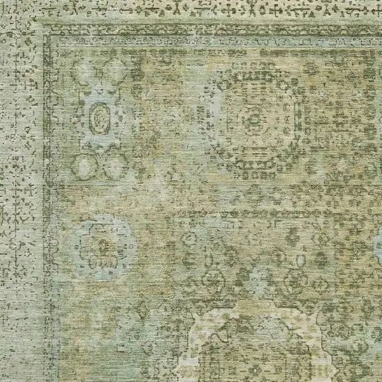 Sage And Gray Oriental Washable Area Rug With UV Protection Photo 2
