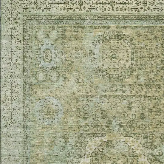 Sage And Gray Oriental Washable Area Rug With UV Protection Photo 2