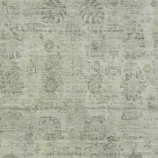 Sage And Gray Oriental Washable Area Rug With UV Protection Photo 2