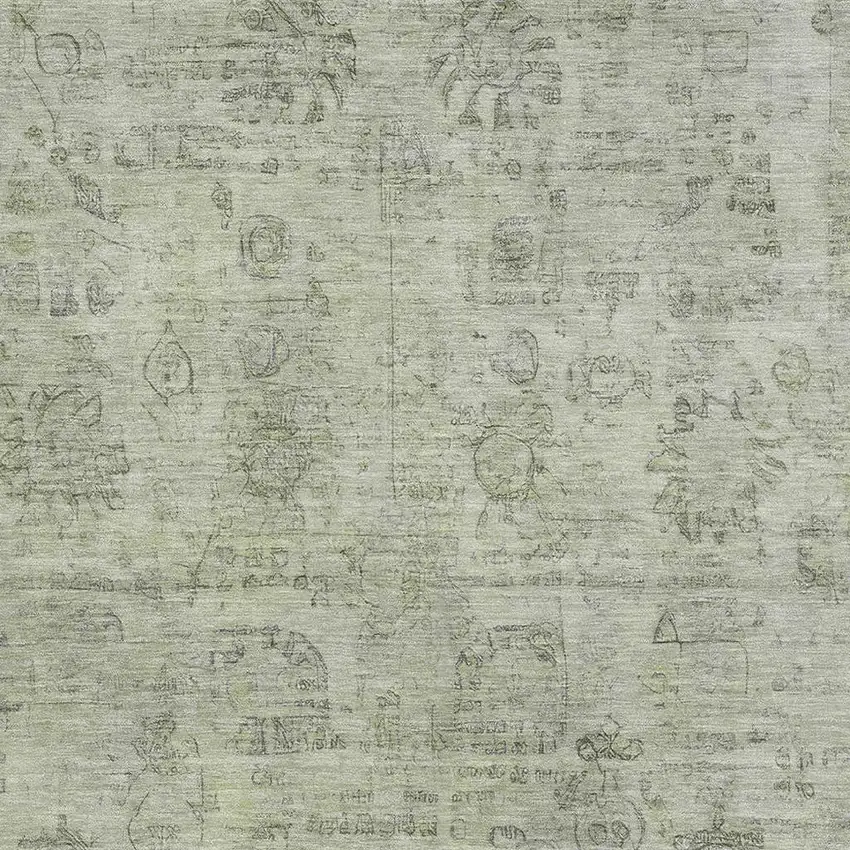 Sage And Gray Oriental Washable Area Rug With UV Protection Photo 2