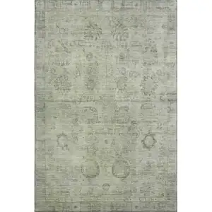Photo of Sage And Gray Oriental Washable Area Rug With UV Protection