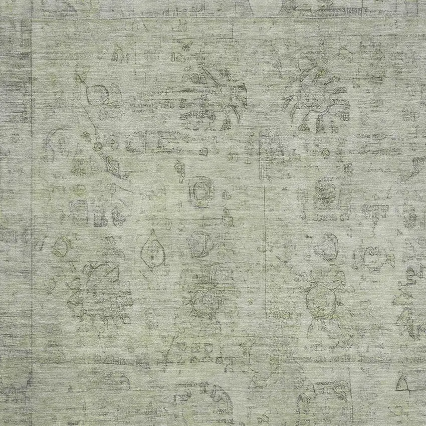 Sage And Gray Oriental Washable Area Rug With UV Protection Photo 2