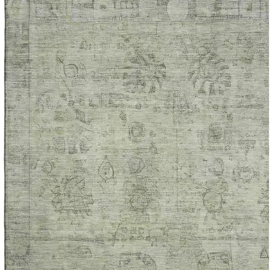 Sage And Gray Oriental Washable Area Rug With UV Protection Photo 2