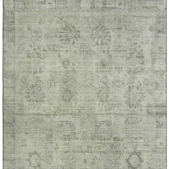 Sage And Gray Oriental Washable Area Rug With UV Protection Photo 2
