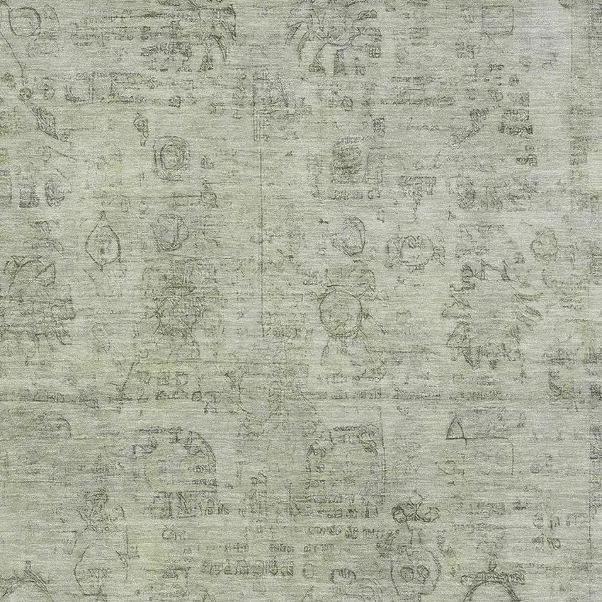 Sage And Gray Oriental Washable Area Rug With UV Protection Photo 2