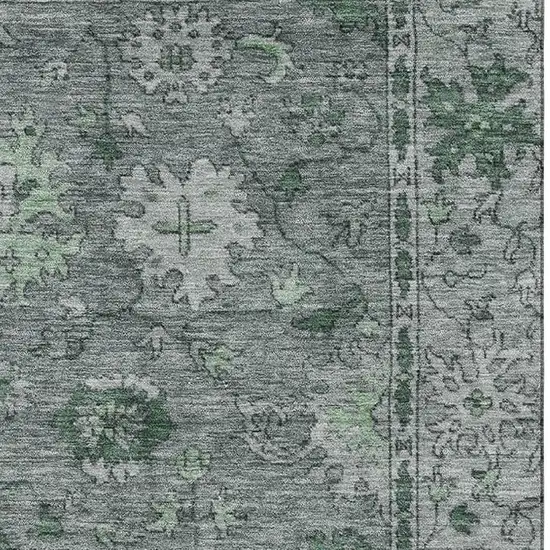 Sage And Gray Oriental Washable Area Rug With UV Protection Photo 3
