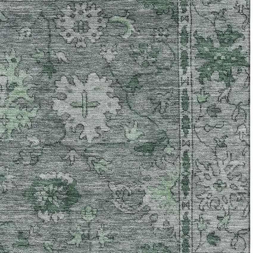 Sage And Gray Oriental Washable Area Rug With UV Protection Photo 3