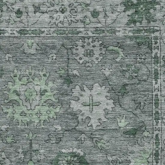 Sage And Gray Oriental Washable Area Rug With UV Protection Photo 3
