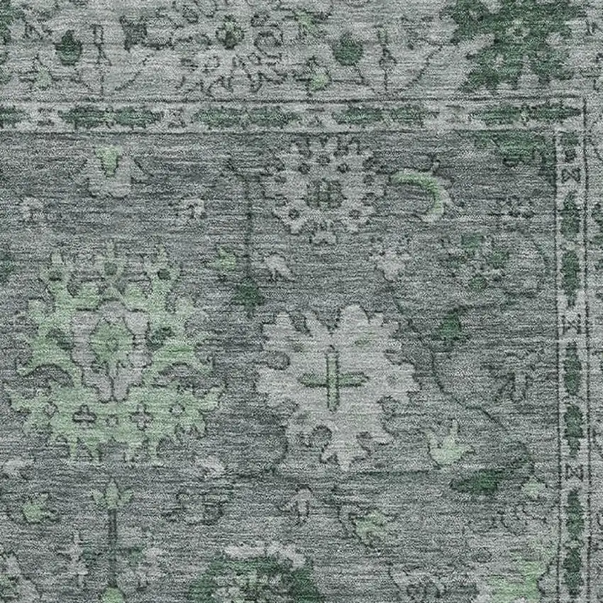 Sage And Gray Oriental Washable Area Rug With UV Protection Photo 3