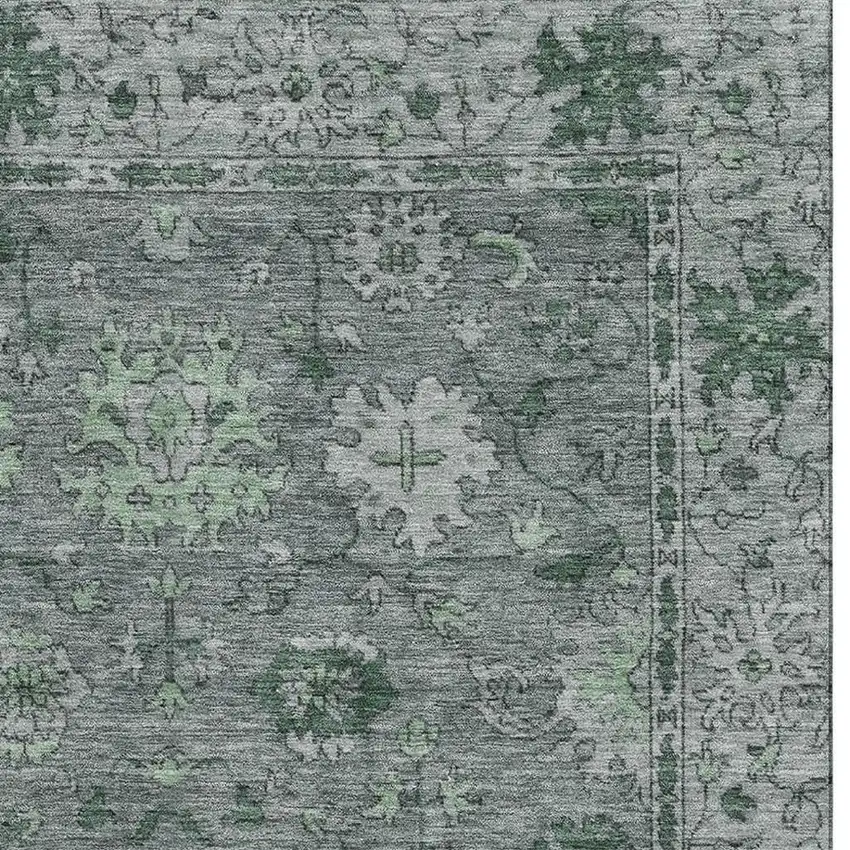 Sage And Gray Oriental Washable Area Rug With UV Protection Photo 4