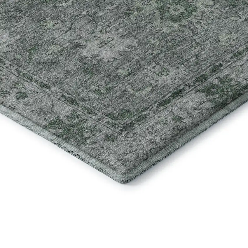 Sage And Gray Oriental Washable Area Rug With UV Protection Photo 7
