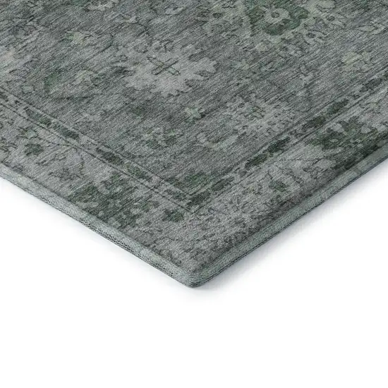Sage And Gray Oriental Washable Area Rug With UV Protection Photo 7