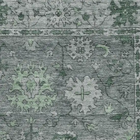 Sage And Gray Oriental Washable Area Rug With UV Protection Photo 3