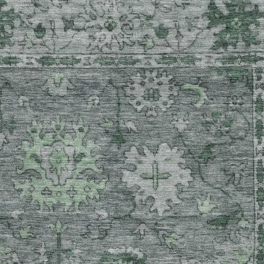 Sage And Gray Oriental Washable Area Rug With UV Protection Photo 3