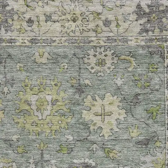 Sage And Gray Oriental Washable Area Rug With UV Protection Photo 3