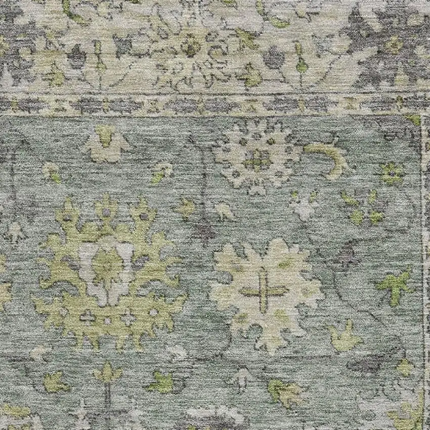 Sage And Gray Oriental Washable Area Rug With UV Protection Photo 3