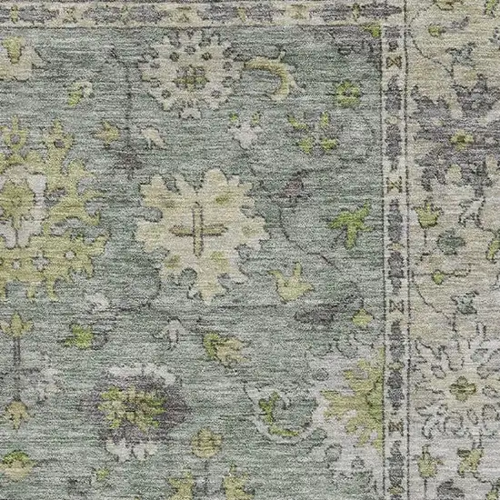 Sage And Gray Oriental Washable Area Rug With UV Protection Photo 3