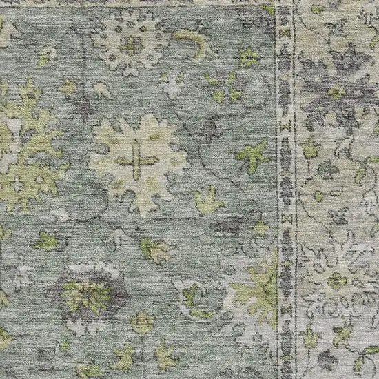 Sage And Gray Oriental Washable Area Rug With UV Protection Photo 3