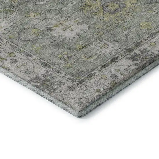Sage And Gray Oriental Washable Area Rug With UV Protection Photo 7