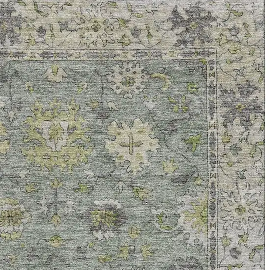 Sage And Gray Oriental Washable Area Rug With UV Protection Photo 4