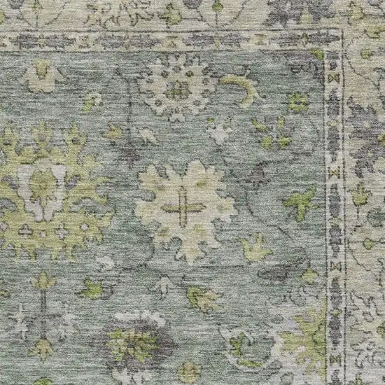 Sage And Gray Oriental Washable Area Rug With UV Protection Photo 3