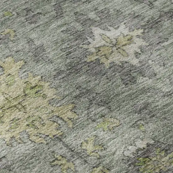 Sage And Gray Oriental Washable Area Rug With UV Protection Photo 8