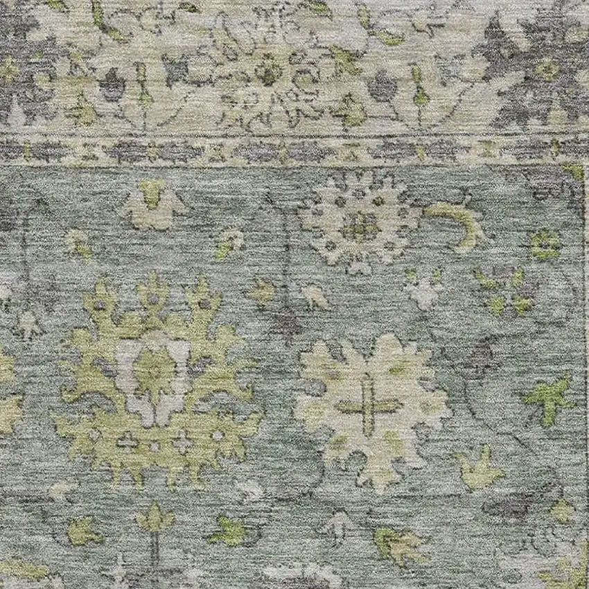 Sage And Gray Oriental Washable Area Rug With UV Protection Photo 3