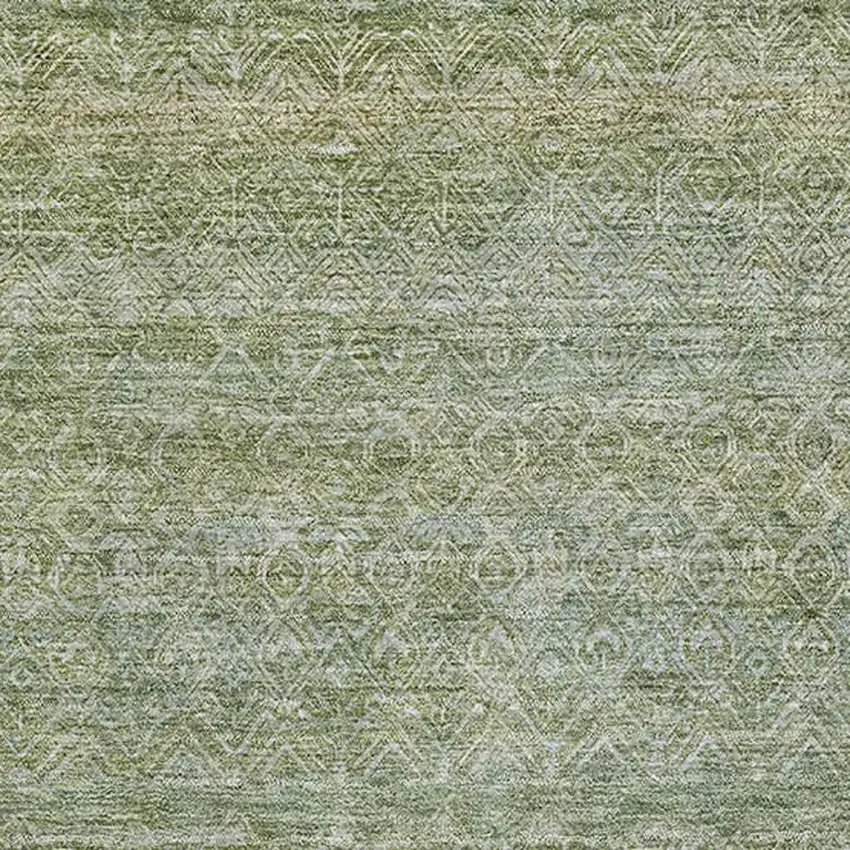 Sage And Gray Striped Washable Area Rug With UV Protection Photo 3