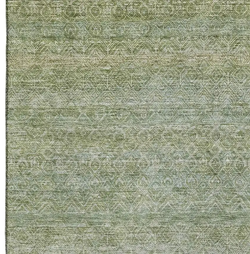 Sage And Gray Striped Washable Area Rug With UV Protection Photo 4
