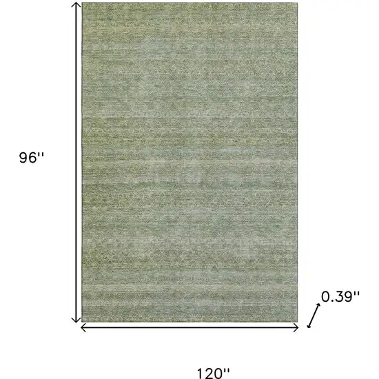 Sage And Gray Striped Washable Area Rug With UV Protection Photo 9